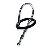 Серебристый уретральный плаг-бусины TOYFA Metal с мягким фиксириющим кольцом - ToyFa - купить с доставкой в Черкесске