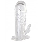 Прозрачная гелевая насадка с клиторальным отростком - 13 см. - Toyfa Basic - в Черкесске купить с доставкой