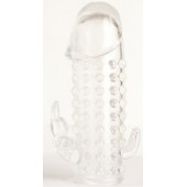 Гелевая прозрачная насадка с 2 отростками - 13 см. - Toyfa Basic - в Черкесске купить с доставкой