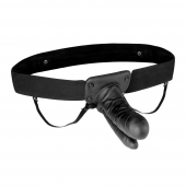 Полый страпон с двумя отростками и вибрацией Unisex Vibrating Hollow Strap-On Double Penetrating Dildo - 17,8 см. - Lux Fetish - купить с доставкой в Черкесске