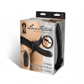 Чёрный полый страпон с вибрацией Unisex Vibrating Hollow Strap-On - 14 см. - Lux Fetish - купить с доставкой в Черкесске