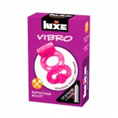 Розовое эрекционное виброкольцо Luxe VIBRO  Бархатный молот  + презерватив - Luxe - в Черкесске купить с доставкой