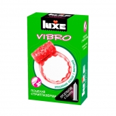 Розовое эрекционное виброкольцо Luxe VIBRO  Поцелуй стриптизёрши  + презерватив - Luxe - в Черкесске купить с доставкой