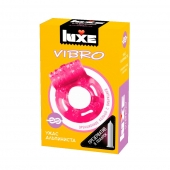 Розовое эрекционное виброкольцо Luxe VIBRO  Ужас Альпиниста  + презерватив - Luxe - в Черкесске купить с доставкой