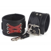 Кожаные наручники с декоративной лаковой шнуровкой - Sitabella - купить с доставкой в Черкесске