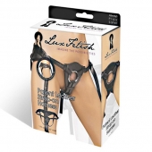Черные трусики для страпона из патентованной кожи - Lux Fetish - купить с доставкой в Черкесске