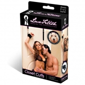 Черные фиксаторы с креплением к двери - Lux Fetish - купить с доставкой в Черкесске