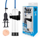 Прозрачная вакуумная вибропомпа Sex Expert с насадкой-вагиной - Sex Expert - в Черкесске купить с доставкой