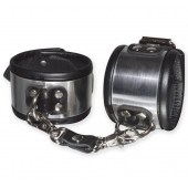 Эффектные серебристо-черные наручники с металлическим блеском - Sitabella - купить с доставкой в Черкесске