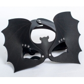 Черная кожаная маска на глаза  Летучая мышь - Sitabella - купить с доставкой в Черкесске