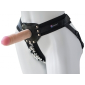 Черный пояс-трусики с насадкой  Гламур Dana  - 15,5 см. - LOVETOY (А-Полимер) - купить с доставкой в Черкесске