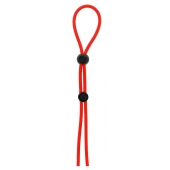 Красное лассо на пенис с двумя бусинами STRETCHY LASSO CAGE - Dream Toys - в Черкесске купить с доставкой