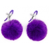 Зажимы для сосков с фиолетовым пушком - Notabu - купить с доставкой в Черкесске