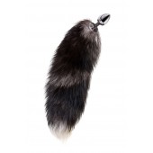 Серебристая металлическая анальная втулка с хвостом чернобурой лисы - размер S - ToyFa - купить с доставкой в Черкесске