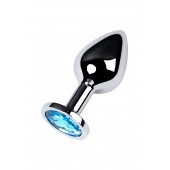 Серебристая конусовидная анальная пробка с голубым кристаллом - 8 см. - ToyFa - купить с доставкой в Черкесске