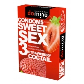 Презервативы для орального секса DOMINO Sweet Sex с ароматом клубничного коктейля  - 3 шт. - Domino - купить с доставкой в Черкесске