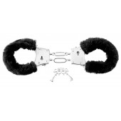 Меховые чёрные наручники Beginner s Furry Cuffs - Pipedream - купить с доставкой в Черкесске
