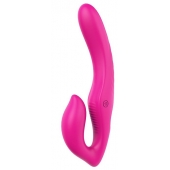 Ярко-розовый безремневой страпон REMOTE DOUBLE DIPPER - 22 см. - Dream Toys - купить с доставкой в Черкесске