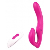 Ярко-розовый безремневой страпон REMOTE DOUBLE DIPPER - 22 см. - Dream Toys - купить с доставкой в Черкесске