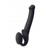 Черный безремневой страпон Silicone Bendable Strap-On M - Strap-on-me - купить с доставкой в Черкесске
