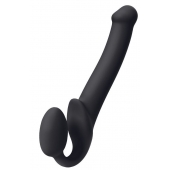 Черный безремневой страпон Silicone Bendable Strap-On M - Strap-on-me - купить с доставкой в Черкесске