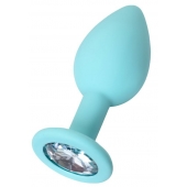 Мятная анальная пробка с прозрачным кристаллом Brilliant - 7 см. - ToyFa - купить с доставкой в Черкесске