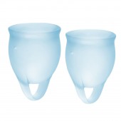 Набор голубых менструальных чаш Feel confident Menstrual Cup - Satisfyer - купить с доставкой в Черкесске