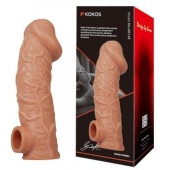Телесная насадка на фаллос с отверстием для мошонки EXTREME SLEEVE - 17,6 см. - KOKOS - в Черкесске купить с доставкой