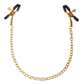 Чёрные с золотом зажимы на соски Gold Chain Nipple Clamps - Pipedream - купить с доставкой в Черкесске