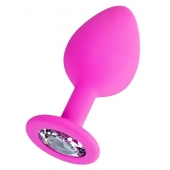 Розовая анальная втулка Brilliant с прозрачным кристаллом - 7 см. - ToyFa - купить с доставкой в Черкесске