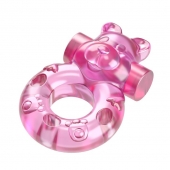 Розовое эрекционное виброкольцо на пенис Pink Bear - Baile - в Черкесске купить с доставкой