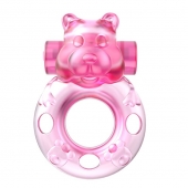 Розовое эрекционное виброкольцо на пенис Pink Bear - Baile - в Черкесске купить с доставкой