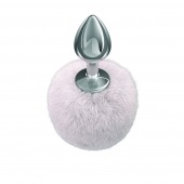 Серебристая анальная пробка с белым пушистым хвостиком Twinkle - Lola Games - купить с доставкой в Черкесске