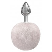 Серебристая анальная пробка с белым пушистым хвостиком Twinkle - Lola Games - купить с доставкой в Черкесске