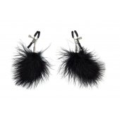 Зажимы на соски с черным пухом Euphoric - Lola Games - купить с доставкой в Черкесске