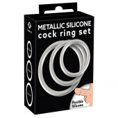 Набор из 3 эрекционных колец под металл Metallic Silicone Cock Ring Set - Orion - в Черкесске купить с доставкой