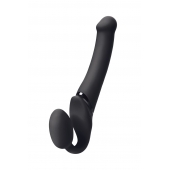 Черный безремневой вибрострапон Silicone Bendable Strap-On M - Strap-on-me - купить с доставкой в Черкесске