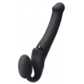 Черный безремневой вибрострапон Silicone Bendable Strap-On M - Strap-on-me - купить с доставкой в Черкесске