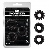 Набор из 3 черных эрекционных колец Gear Up Rings - Chisa - в Черкесске купить с доставкой