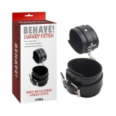 Черные оковы на ноги Obey Me Leather Ankle Cuffs - Chisa - купить с доставкой в Черкесске