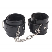 Черные оковы на ноги Obey Me Leather Ankle Cuffs - Chisa - купить с доставкой в Черкесске