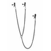 Черные зажимы на соски и клитор на цепочке DELUXE NIPPLE   CLIT CLAMPS - Dream Toys - купить с доставкой в Черкесске