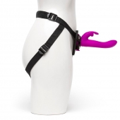 Лиловый страпон Rechargeable Vibrating Strap-On Harness Set - 17,6 см. - Happy Rabbit - купить с доставкой в Черкесске