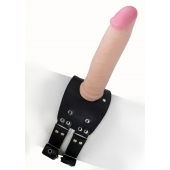 Черный узкий пояс на бедро с телесной насадкой - LOVETOY (А-Полимер) - купить с доставкой в Черкесске