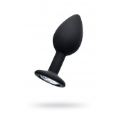 Черная анальная втулка с прозрачным стразом - 7,2 см. - POPO Pleasure - купить с доставкой в Черкесске