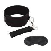 Черный ошейник с длинным поводком Collar and Leash Set - Lux Fetish - купить с доставкой в Черкесске