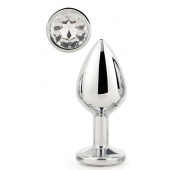 Серебристая анальная втулка с прозрачным кристаллом - 7,1 см. - Dream Toys - купить с доставкой в Черкесске