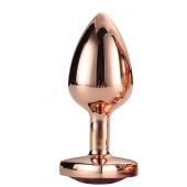 Золотистая анальная втулка с кристаллом-сердечком розового цвета - 7,1 см. - Dream Toys - купить с доставкой в Черкесске