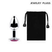 Серебристая анальная пробка с малиновым кристаллом - 7,2 см. - Anal Jewelry Plug - купить с доставкой в Черкесске