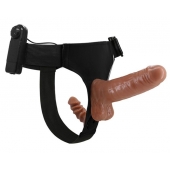Страпон с вагинальной пробкой и вибрацией Ultra Passionate Harness - 16 см. - Baile - купить с доставкой в Черкесске